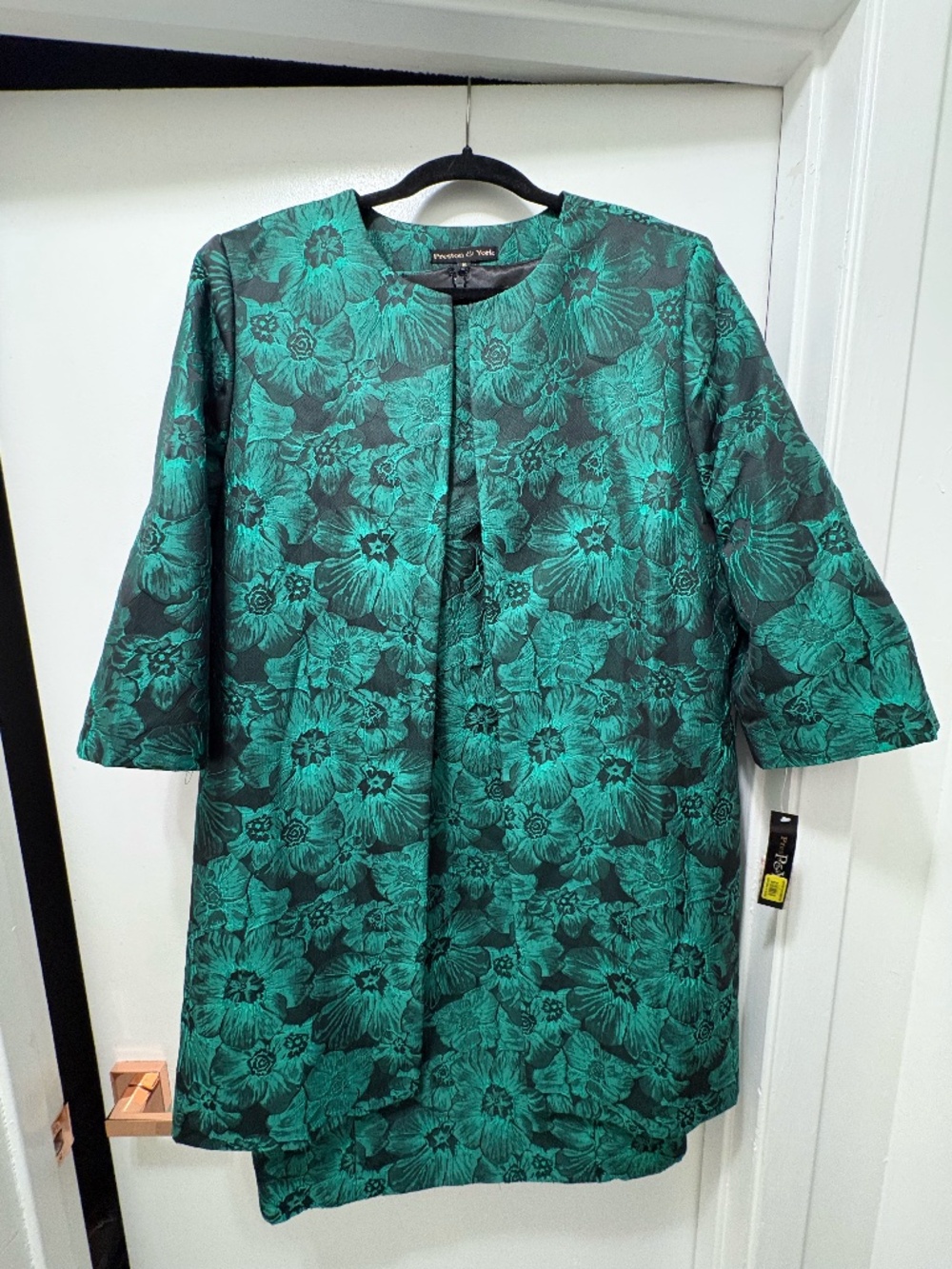Preston & York Green Black Floral Dress & Jacket Set Size 18 NWT